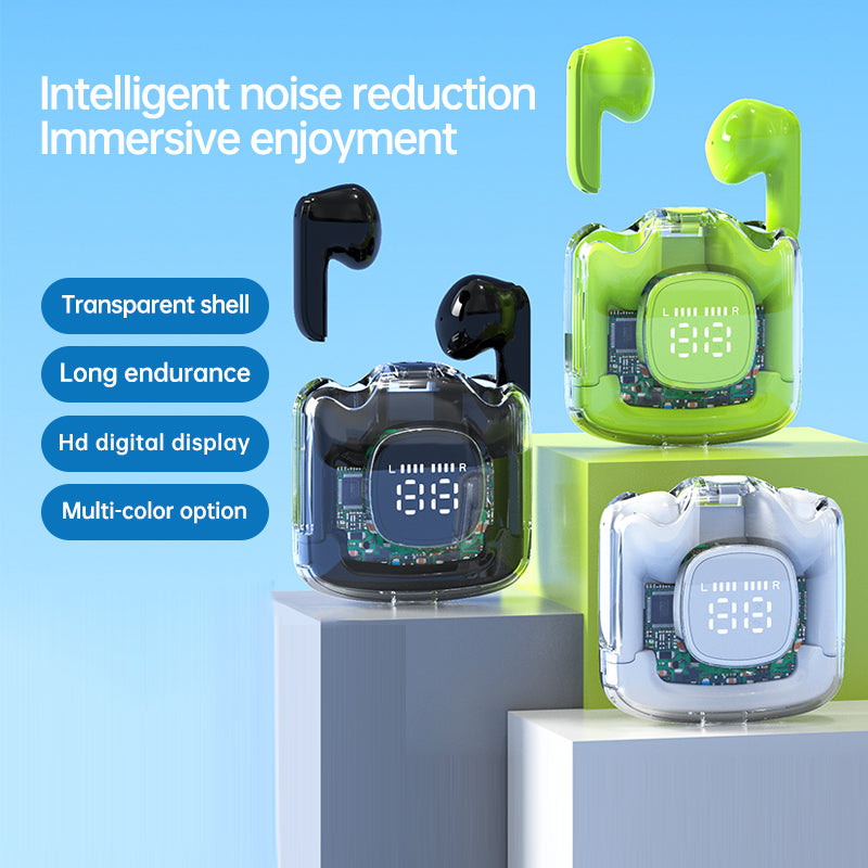 TM60 Digital Display Bluetooth Headset Transparent Half-In-Ear TWS Earbuds Low Latency Headphones TM60 Digital Display Bluetooth Headset Transparent Half-In-Ear TWS Earbuds Low Latency Headphones